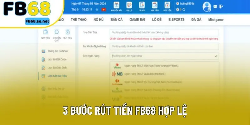 3 bước rút tiền FB68 hợp lệ 3 bước rút tiền FB68 hợp lệ